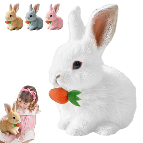 JOHNBOLIN 2025 Neu Hüpfendes Kaninchen, My Realistic Bunny Toy,Interaktives Plüschhasenspielzeug mit Geräuschen, Bewegungen, Wackeln, Hasen Kuscheltiere, Osterhase Plüschtier (Weiß) von JOHNBOLIN