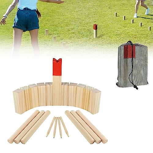 JOIEYOU Wikingerschach, Wikinger Wurfspiel, Schach Holz, Kubb Spiel inkl. Tragebeutel, Outdoor Spiele für Kinder, Garten, Strand von JOIEYOU