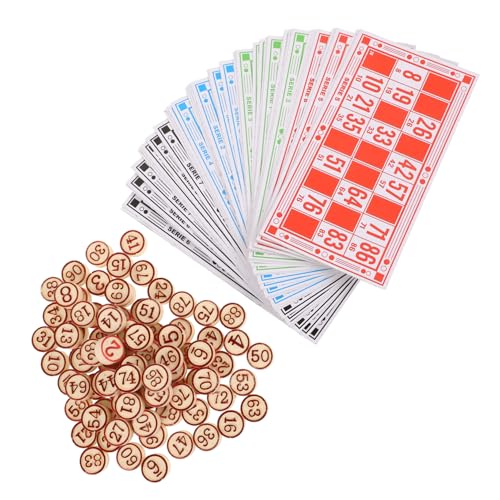 1 Satz Bingo Lotto-Familienspiel Tombola-Spiel logisches Brettspiel Schachbrett aus Holz Ersatzschachfiguren für Spielbrett Spielversorgung Schachspielspielzeug Papier rot JOINPAYA von JOINPAYA