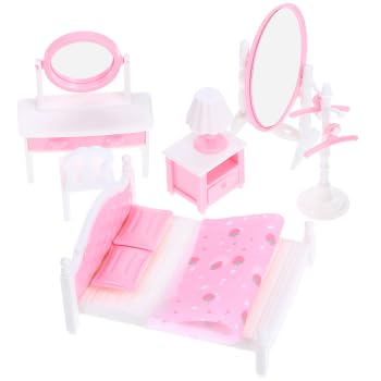 JOINPAYA 12Pcs Puppenhaus Schminktisch Bett Möbel Set: Miniatur Möbel Rosa Schrank Stuhl Schlafzimmer Puppenhaus Zubehör Holz für Puppen Deko JOINPAYA 12Pcs Puppenhaus Schminktisch Bett Möbel Set: Miniatur Möbel Rosa Schrank Stuhl Schlafzimmer Puppenhaus Zubehör Holz für Puppen Deko von JOINPAYA