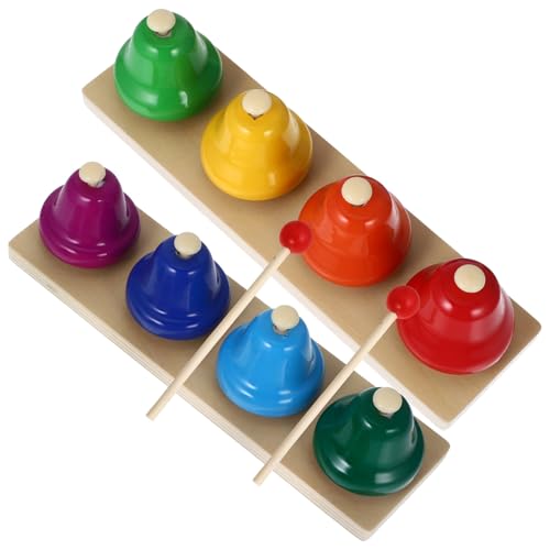 2 Set Music Bell Toy Instrumente Musikspielzeug Musikinstrument Handglotzspielzeug Percussion Instrument Für Musikinstrument Glocken Handspielzeug Holzbasis JOINPAYA von JOINPAYA