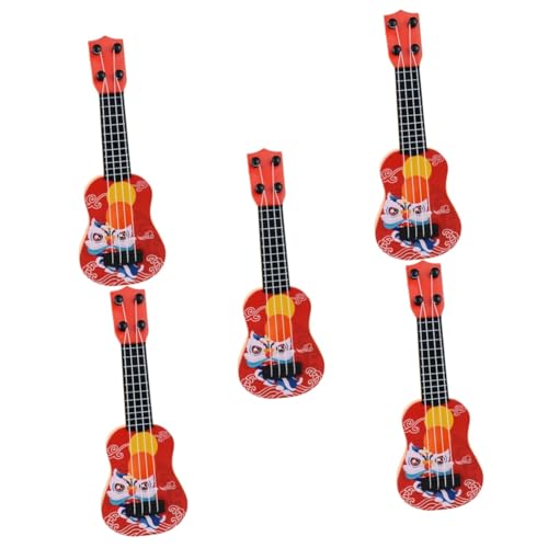 5St Ukulele kindergitarre Kinder Gitarre Kinder Spielzeug Gitarrenmodell für Kinder Fotografie Requisiten Gitarrendekor Musical Desktop-Gitarren-Dekor Miniaturspielzeug Abs rot JOINPAYA von JOINPAYA