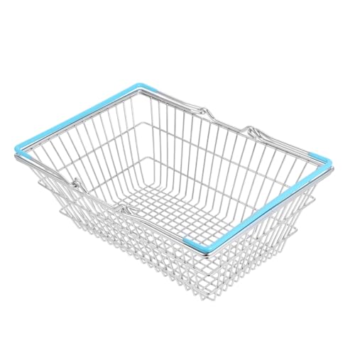 Einkaufskorb Kindersupermarktspielzeug Supermarkt-Wagen-aufbewahrungsspielzeug Korb Mit Gastgeschenken Für Kinder Mini-hausdekorationskorb Desktop Dekorativer Korb Eisen Sky-Blue JOINPAYA von JOINPAYA