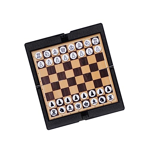 Internationale Dame Bretter Schachbrett Ludo Schach tragbar Planke Taschen-Schach-Geldbörse Klappbares Reisespiel Backgammon Internationales Schach Kette magnetische Dame Black JOINPAYA von JOINPAYA