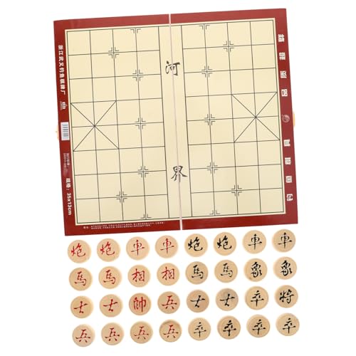 JOINPAYA 1 Box Tragbares Chinesisches Schachspiel Aus Holz Mit Faltbarem Schachbrett Für Reisen Und Aufbewahrung Traditionelles Brettspiel Faltbares Schachbrett Mit Schach von JOINPAYA