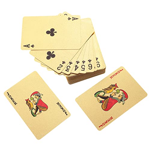 JOINPAYA Goldene Pokerkarten PVC-pokerkartenspiel für Party-tischunterhaltung Tragbares Reise-pokerset von JOINPAYA