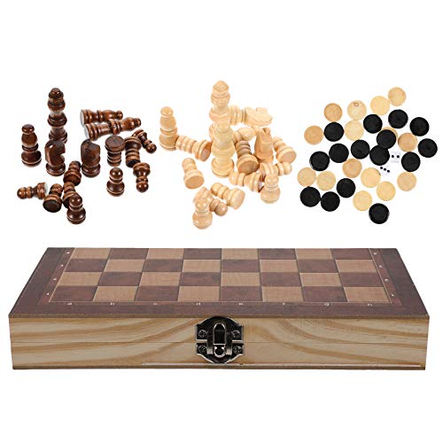 JOINPAYA 1 Satz 3 1 Internationales Schach Spiel Intelligenz Schach tragbares Schach elektronisch Schachbrett Schachbrett für 3 in 1 Brettschach Schach aus Holz hölzern Brown von JOINPAYA