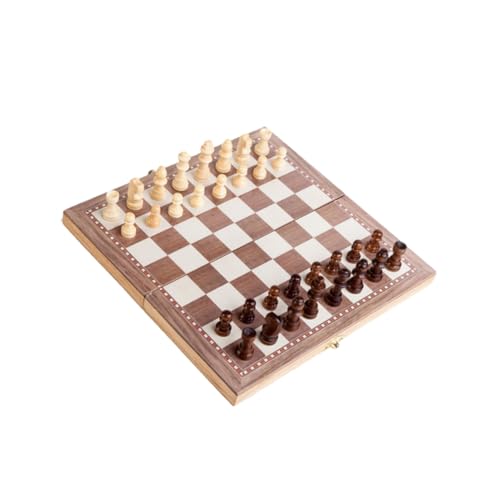 JOINPAYA Schachspiel Aus Holz Tragbares Klappbrett 3-in-1-set für Erwachsene Jungen und Mädchen Pädagogisches Reisespiel Glatte Stücke Khaki von JOINPAYA