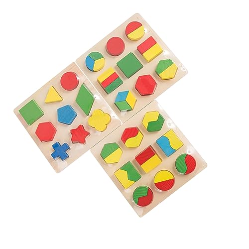 JOINPAYA 1 Satz 3St Lernspielzeug für Kinder Geometrischer passender Baustein Spielzeug mit geometrischen Blöcken Lernspielzeug aus Holz Formerkennungsspielzeug für Kinder Bambus von JOINPAYA