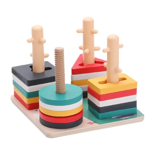 JOINPAYA 1 Satz Bauernhof Tier-Set-säule Frühpädagogisches Angebot Holzbaustein Kognitive Spielsachen Hölzern Colorful von JOINPAYA