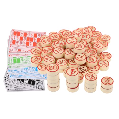 JOINPAYA 1 Satz Bingo Lotto-Brettspiel Tombola Lotto-Familienspiel brettspiele kartenspiel Schachbrett aus Holz Partyspiel Schachspiel. Figurenschachspiel-Requisite Figurenspiel Papier rot von JOINPAYA