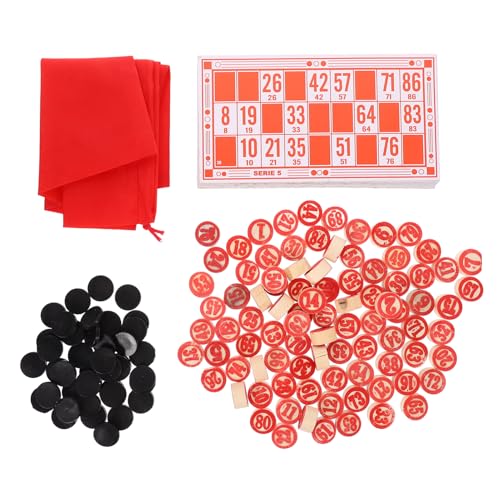 JOINPAYA 1 Satz Bingo-Schach brettspiel partyspiel Logikspiel Figuren Schachspiel Nummernkarte Planke Spiele Bingo-Karten Schachbrett Bingo-Papier Bingo-Brett Bingo-Spielpapier Plastik rot von JOINPAYA