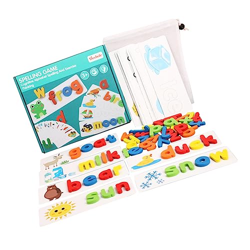 JOINPAYA 1 Satz Buchstaben Puzzle Wörter Alphabet-Spielzeug Buchstabenwörter Passendes Spielzeug Alphabet Flash-Karten-Spielzeug Alphabet-buchstabierspiele Für Kinder ABC-lernspielzeug Holz von JOINPAYA