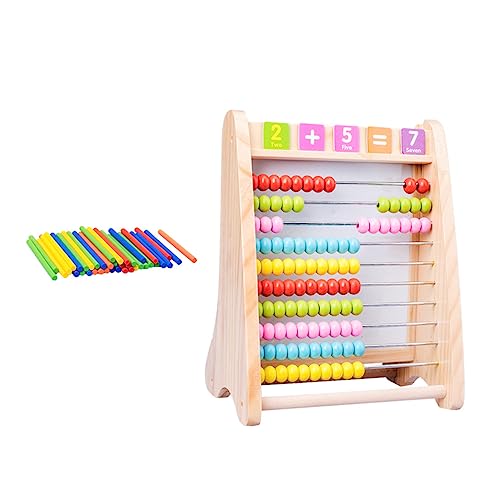 JOINPAYA 1 Satz Computergestell Kognitives Spielzeug Doppelseitiges Zeichenbrett Zählrahmen Kinder Spielset Mathematische Manipulationszahlen Kinderspielzeug Malbrett Colorful Hölzern von JOINPAYA