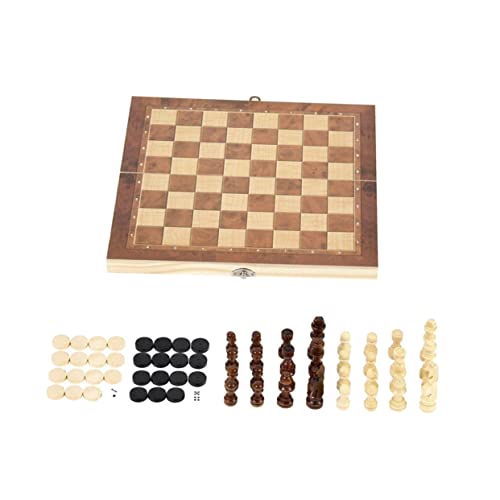 JOINPAYA 1 Satz DREI in Einem Schach Bretter Kinder Chinesisches Damespiel Schachtisch Faltschachspiel Reise-Dame-Spiel Schachbrettspiel Multifunktionale Dame Spiele Mini Schach Hölzern von JOINPAYA