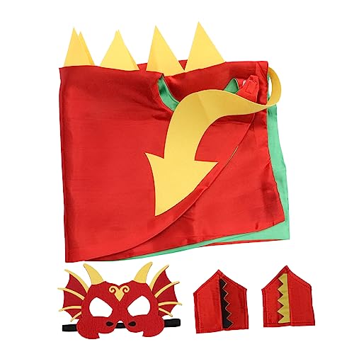 JOINPAYA 1 Satz Dinosaurier-umhang-Set Halloween Maske Kostüm Mantel Kassierer-Set Bühnenumhang Lustiger Umhang Kinderkleidung Cosplay-Kleidung Leistungsqualitäten Polyester Rot von JOINPAYA