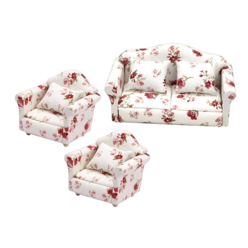 JOINPAYA 1 Satz Dunkles Blumensofa Mini-Hausverzierung Miniatur-Hausmöbel Miniatur-Sofa-Modell 1 Sofa im Maßstab 12 Miniature House miniaturhaus Miniatur-Sofa-Ornament Kinderspielzeug Holz von JOINPAYA