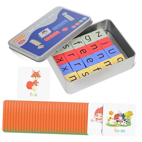 JOINPAYA 1 Satz Englische Kartenbuchstabierwörter Buchstabenkacheln für Phonetik und Rechtschreibung Alphabet-Spielzeug Alphabet-Spiele Wortspiel Buchstaben-Matching-Spiel hölzern von JOINPAYA