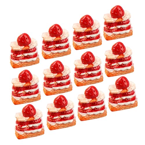 JOINPAYA Gefälschte Kuchen Modell 12pcs Mini Erdbeere Kuchen Dessert Set Spielen Lebensmittel Requisiten für Puppenhaus von JOINPAYA