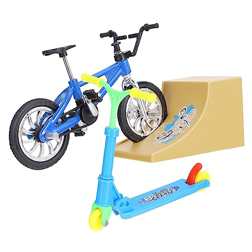 JOINPAYA 1 Satz Fingerrad Fingerbike mit Rampe Mini-Skateboards Skatepark-Kit Spielzeug für Kinder kinderspielzeug Spielzeug zum Stressabbau Fingersportspielzeug Aluminiumlegierung Blue von JOINPAYA