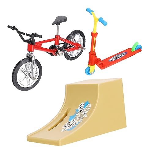 JOINPAYA 1 Satz Fingerrad Pädagogisches Fingerspielzeug Fingerbike Mit Rampe Fingerscooter Lernspielzeug Fingersportspielzeug Finger Fahrradrampe Zum Stressabbau Plastik Rot von JOINPAYA