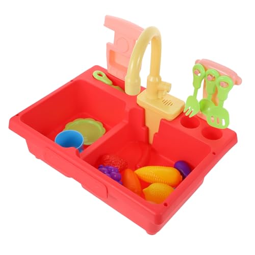 JOINPAYA 1 Satz Geschirrspüler Badespielzeug für Babys Spielzeugwaschbecken Kitchen Set for spülbecken für kinderküche Hausspielzeug Spielhaus Abs rot von JOINPAYA