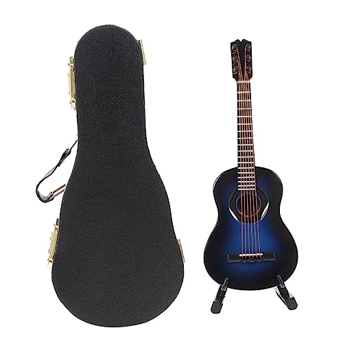 JOINPAYA 1 Satz Gitarrenmodell Kinder Dekor Gitarrendekoration Winziges Miniaturgitarre Für Puppenhaus Gitarrenstatue Desktop-Ornament Puppenhaus Gitarre Miniatur Gitarre Holz Blue von JOINPAYA