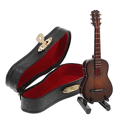 JOINPAYA 1 Satz Gitarrenverzierungen Miniatur-zubehör Dekoratives Gitarrenmodell Wohnakzente Dekor Spielzeug Gitarre Simulations-Ukulele Dekoratives Puppenhaus E-Gitarre Black Kupferkabel von JOINPAYA