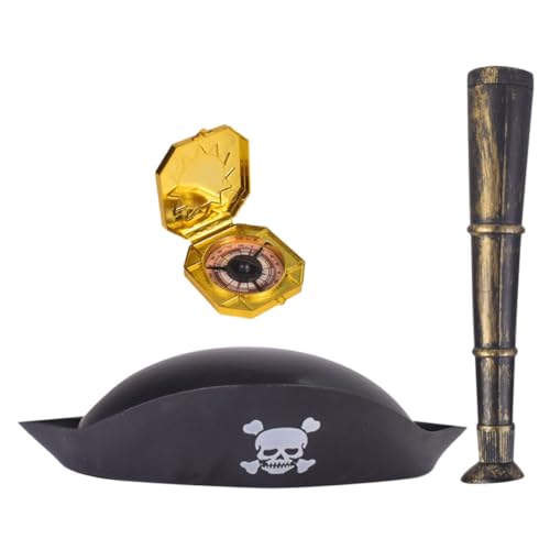 JOINPAYA 3pcs Piratenhut Spielzeug Set Teleskop Kompass für Party Cosplay Kostüm Zubehör von JOINPAYA