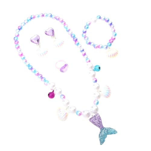 JOINPAYA 1 Satz Halskette für Kinder Perlenohrring Kinder Einhorn Ohrring Halsschmuck Ohrschmuck Ringe für Mädchen armbänder für Kinder kinderschmuck Halsanhänger Meerjungfrau Armband Harz von JOINPAYA