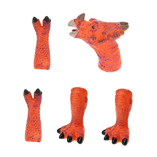 JOINPAYA 1 Satz Handpuppenspielzeug Kinderleistungsspielzeug Dinosaurier Geformtes Spielzeug Streichspielzeug Lustig Familie Fingerpuppen Mini-tierspielzeug Tierpuppen Plastik Orange von JOINPAYA