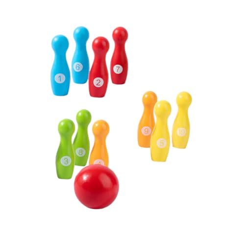 JOINPAYA 1 Satz Hölzernes Zahlen-Bowling Entwicklungsspielzeug Kinderspielzeug Liefert Bowling-Set Für Kinder Bowlingspiel Für Kinder Spielzeug Zum Sortieren Von Farben Kinder Bowlen von JOINPAYA