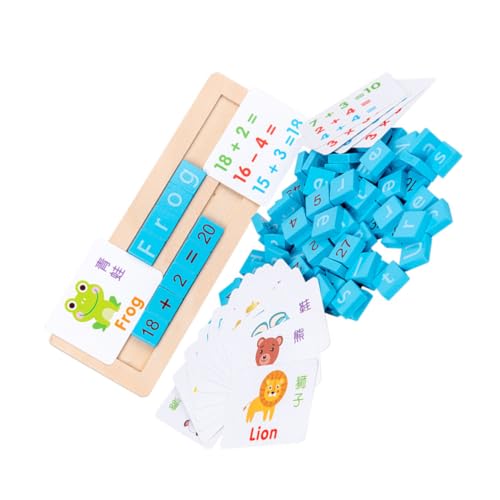 JOINPAYA 1 Satz Holzblock lernspiel Puzzle kinderpuzzle Logic Games for holzbauklötze Rechenspielzeug Sprachlernspielzeug Englisches Zahlenspielzeug hölzern Blue von JOINPAYA