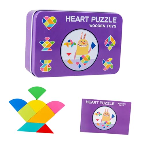 JOINPAYA 1 Satz Holzpuzzle In Blechdose Holz Tangram Kinderzubehör Siebenteiliges Puzzle Für Kinder Das Spielzeug Spielt Pädagogisches Tangram Puzzle Mit Geometrischer Form von JOINPAYA