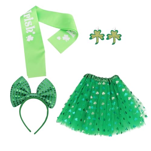 JOINPAYA 1 Satz Irisches vierteiliges Set grünes Tutu Festival Festtagsartikel st patricks day haarschmuck celebrations St. Patrick's Day Partyzubehör St. Patrick's Day Rock Gittergewebe von JOINPAYA