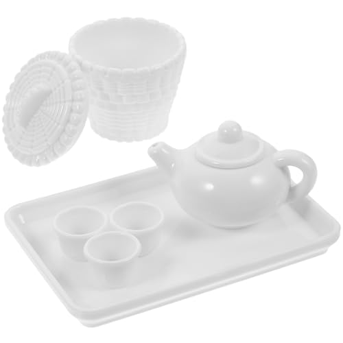 JOINPAYA 1 Satz Japanisches Teeservice Japanese Tea Set Japanisches Tee Set Puppenstube Tee-Service Japanisches Tee-Set Mini- -Küchenzubehör Küchenspielzeug zum Spielen Plastik Weiß von JOINPAYA