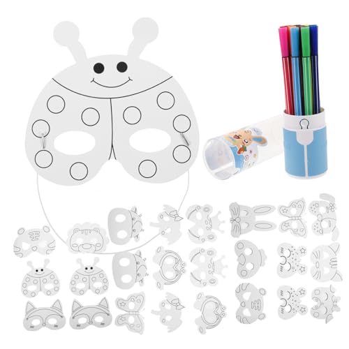 JOINPAYA 1 Satz Kindermaskenset Leere Masken Zum Dekorieren Katzenmasken Zum Bemalen Masken Dekorieren Maskerade Masken Masse Weiße Masken Leere Tiermaske Halloween Für Kinder Kostüm Papier von JOINPAYA