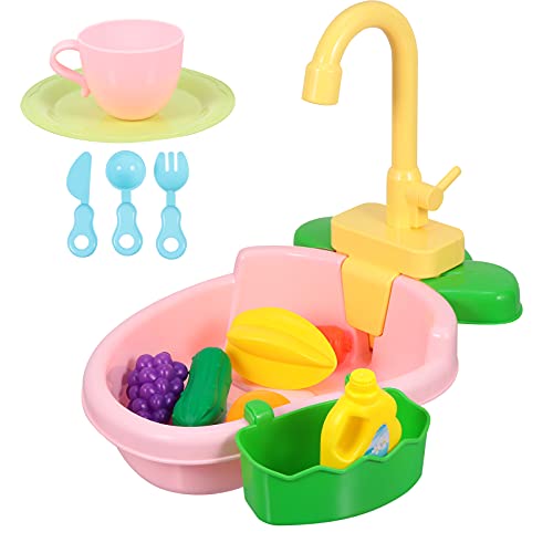 JOINPAYA 1 Satz Kinderwaschbecken kinderküche Kitchen küchenutensilien zabawki stymulujące rozwój spüle Kid Toys Schwimmbad Kindergeschenk Plastik Rosa von JOINPAYA