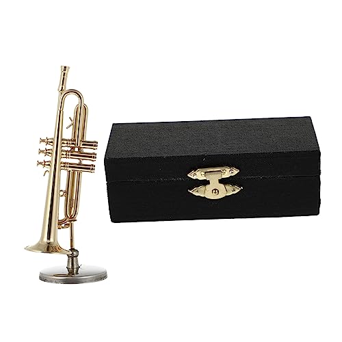 JOINPAYA 1 Satz Kleine Verzierungen Kreative Trompetenverzierung Mini-trompetenmodell Trompetenfigur Retro Trompetendekor Vintage Tuba-Figur Bürodekoration Die Büroeinrichtung Metall Golden von JOINPAYA