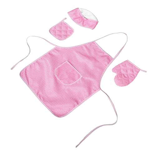 JOINPAYA 1 Satz Küchenschürze für Mikrohüte Partyzubehör Quaste Mini-Lesezeichen Babymützen Kochspielzeug Set Plüsch Kochmütze Kochschürze für Kleinkinder Koch-Schürze Polyester Rosa von JOINPAYA