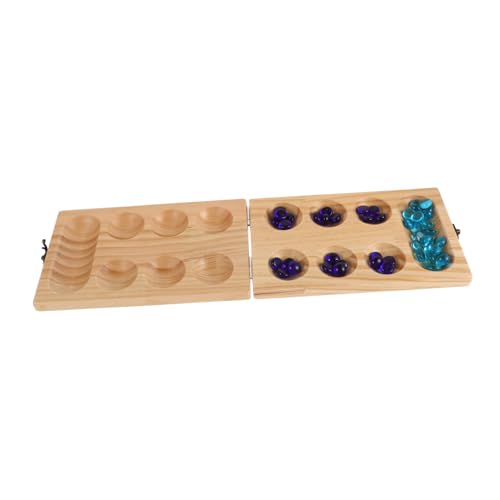 JOINPAYA 1 Satz Mankala Schachbrett Mancala-Spiel Camping-Spiele Mancala-Perlen Mancala-Brett Aufbewahrung für Brettspiele Murmelspiel Brettspiele aus Holz Kiefernholz von JOINPAYA