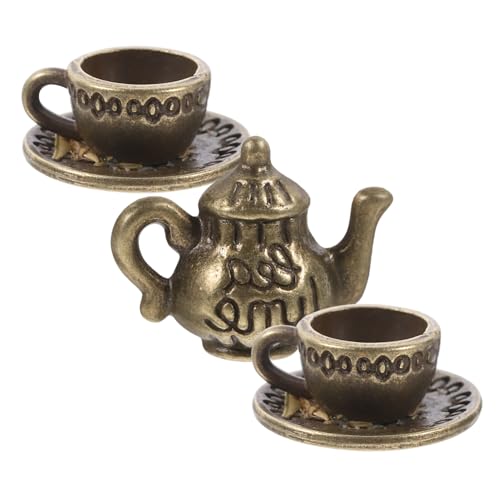 JOINPAYA 1 Satz Mini- Aus Metall Kleine Puppe Spielzeugnahrung Prinzessin Tea Time Spielzeug Küchenzubehör Mini-teetasse -kit Mädchen Miniatur Dinge Legierung Brown von JOINPAYA