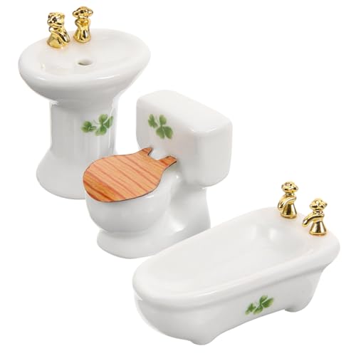 JOINPAYA 1 Satz Mini-Badezimmerset badespielzeug Set Badezimmer zubehör Set Mini Badezimmer Zubehör wc zubehör Set badezimmerzubehör Set Miniatur-Duschraumzubehör Mini-Badmöbel Keramik Weiß von JOINPAYA