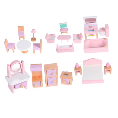 JOINPAYA 1 Satz Mini- Holzmöbel Mini-Puppenhausmöbel Kinderspielzeug Puppenhausmöbel Miniatur Spielzeug für Kinder Toys Puppenhausmöbel aus Holz Mini-Hausmöbel Hölzern Rosa von JOINPAYA