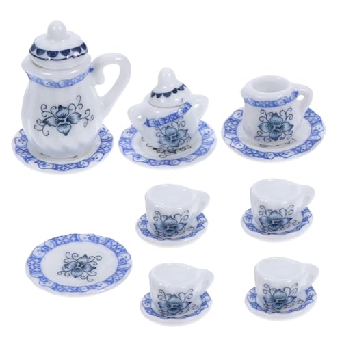 JOINPAYA 1 Satz Mini-Keramik-Teeservice Mini-Teetasse Puppenhaus-Küchenzubehör Miniteller Mini-Teeservice aus Keramik Puppenhaus Teetassen Puppenhauszubehör Puppenhausverzierung Blue von JOINPAYA