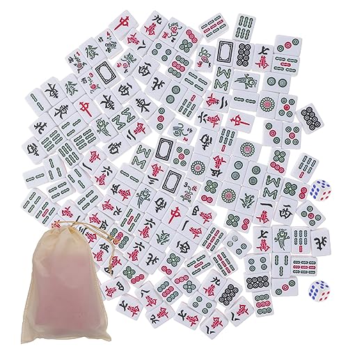 JOINPAYA 1 Satz Mini-Mahjong Traditionelle Chinesische Mahjong-Spiele Mini-Tisch Interessantes Mahjong-kit Dominotisch Tragbare Mahjong-Fliesen Mini- Root-brettspiel Melamin von JOINPAYA