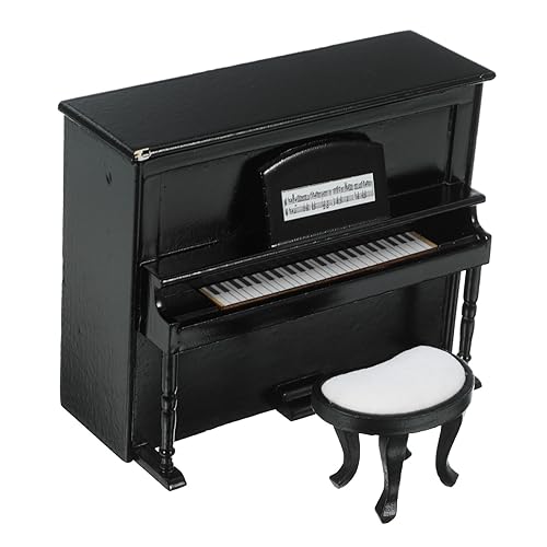 JOINPAYA 1 Satz Mini-hausdekoration Puppenhauszubehör Piano-Statue Puppenhausmöbel Klaviertastatur Spielzeug Winziges Mini-hausklavier Und Hocker Miniklavier Mit Hocker Holz Black von JOINPAYA