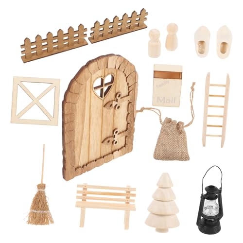 JOINPAYA 1 Satz Mini-türdekor Miniatur-weihnachtsschmuck Puppenhauslaterne Weihnachten DIY-Modell Miniaturmodelle Puppenhausteile Weihnachtsfeengarten Kreative Mini-Dekoration Hölzern von JOINPAYA