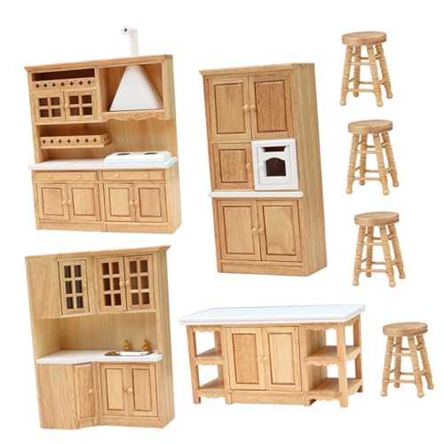 JOINPAYA 1 Satz Miniatures puppenhausmöbel Set Miniaturküchenmöbel DIY Miniaturhaus puppenhauszubehör Spielzeug Puppenhaus-Küchenmöbel Mini-Möbel Puppenhaus-Layout Puppenhausküche hölzern von JOINPAYA