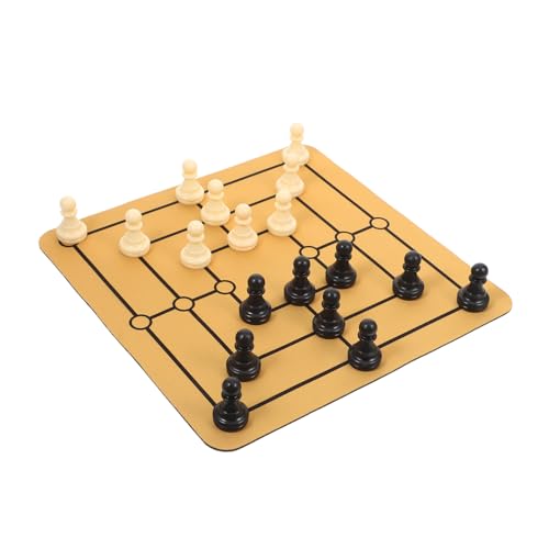 JOINPAYA 1 Satz Neun Figuren Schach Tischversammlung Tragbares Schach Desktop-Schach Spielbrettspaß Neun Herren Morris Tragbares Heimspiel Tragbares Heimschach Partyspiel Sammeln Abs von JOINPAYA